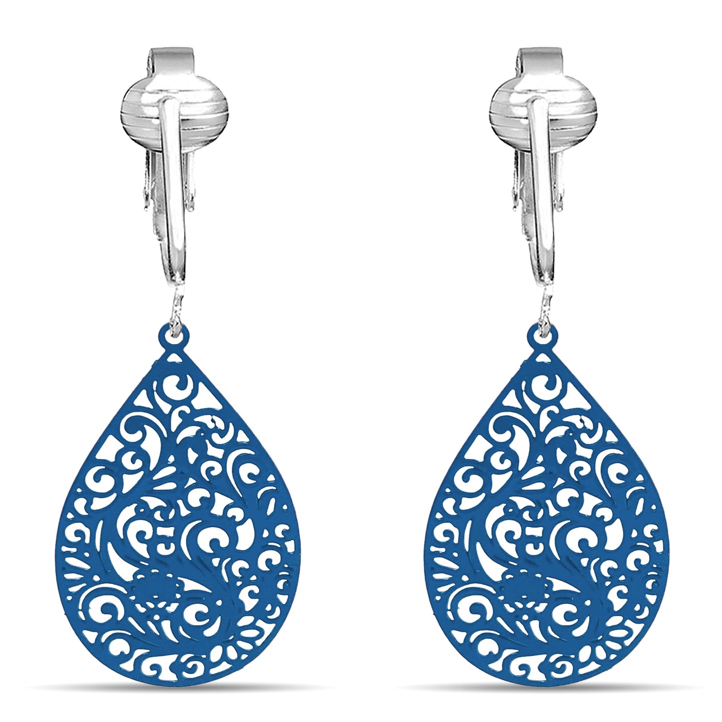 Small Filigree Clip On Dangling Earrings