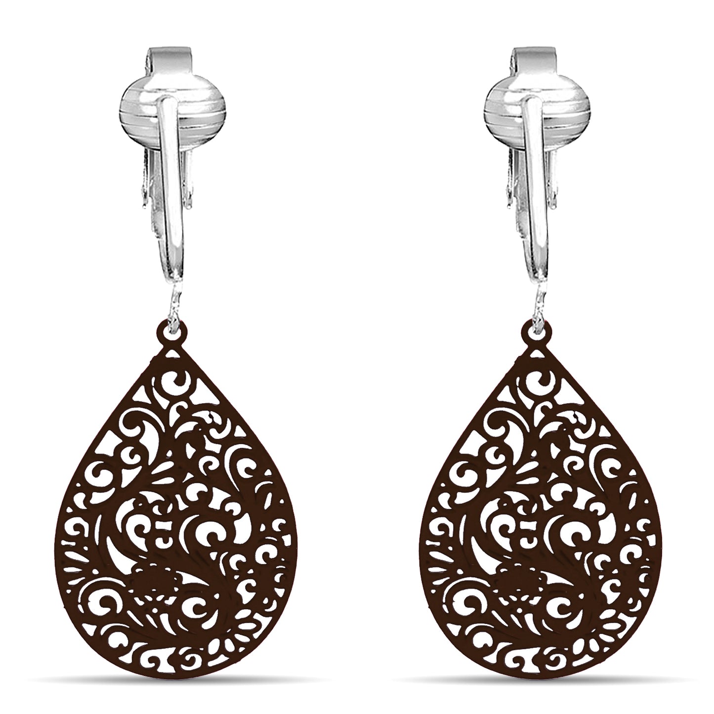 Small Filigree Clip On Dangling Earrings