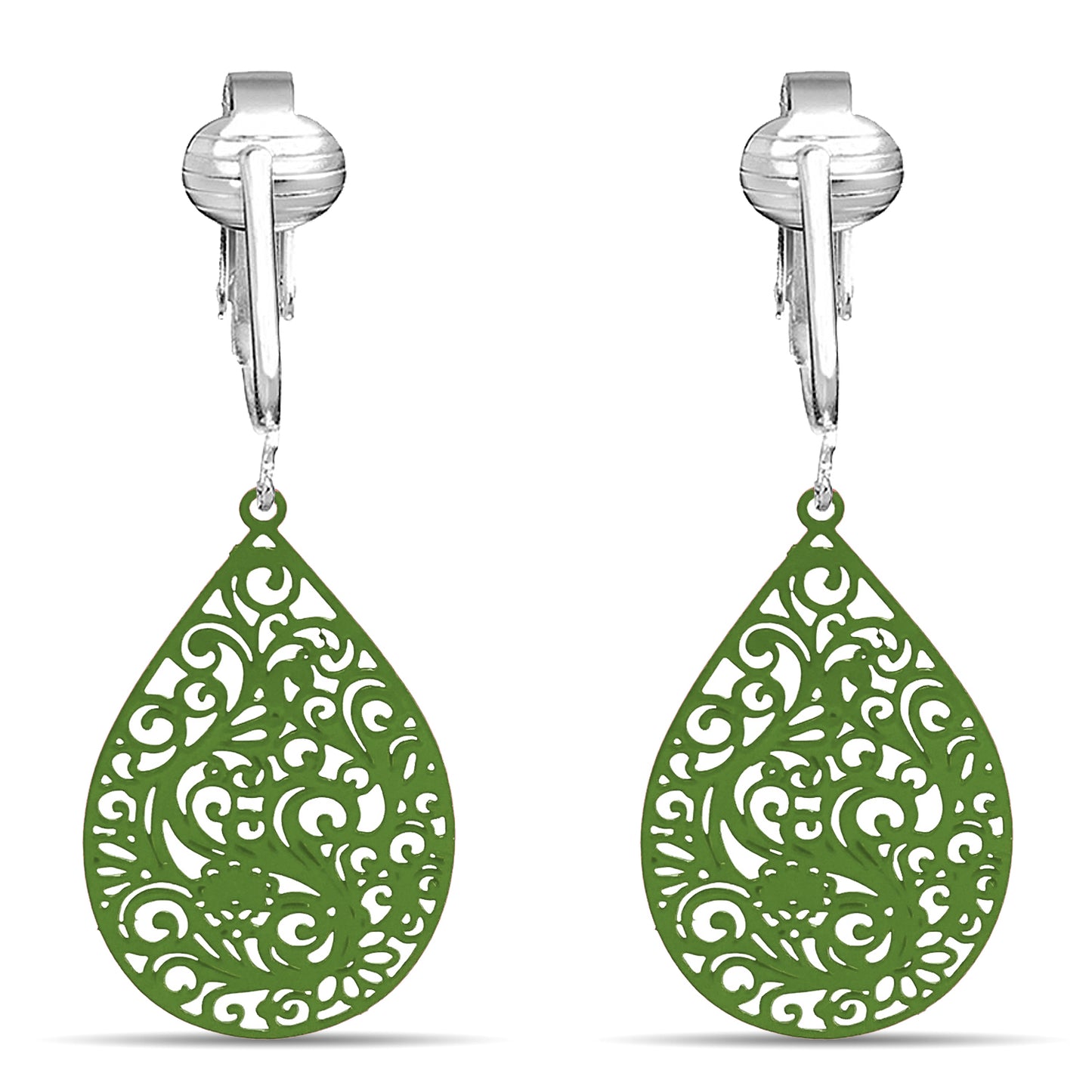 Small Filigree Clip On Dangling Earrings