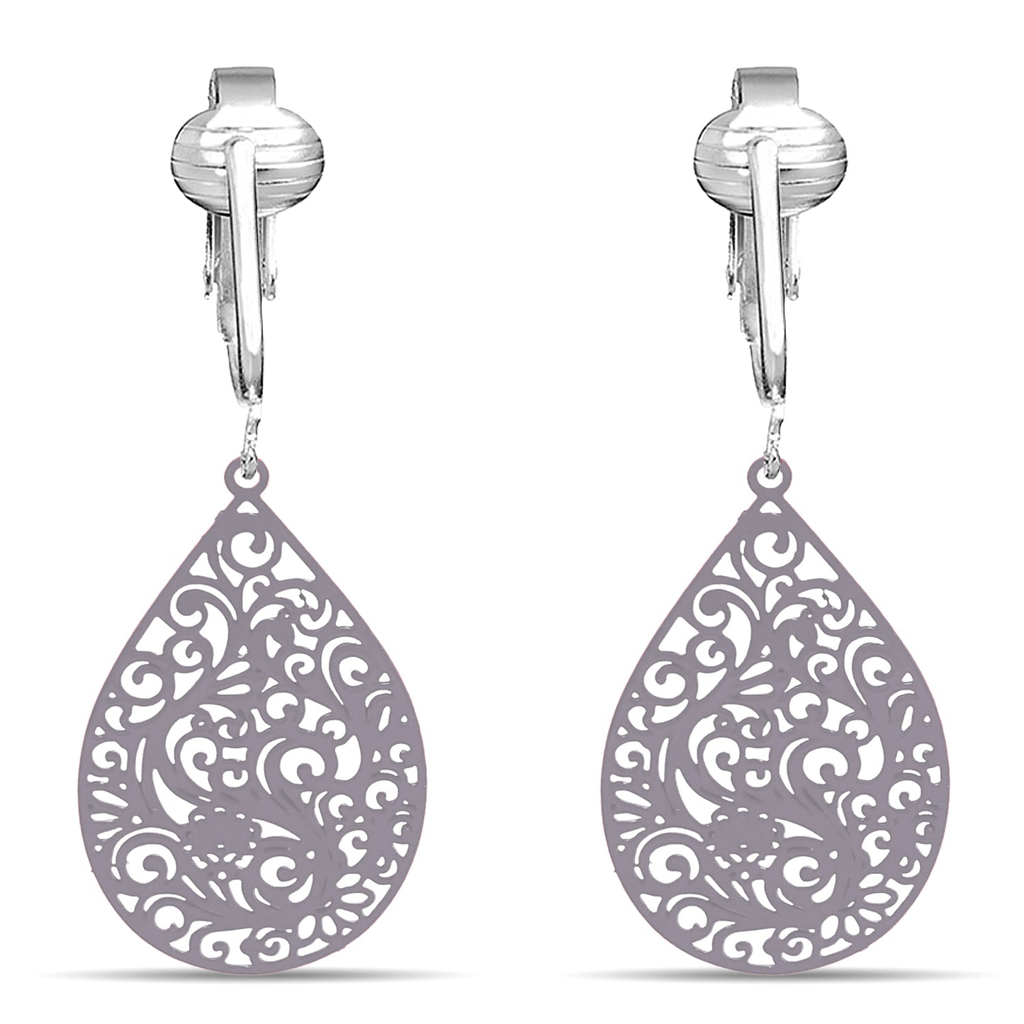 Small Filigree Clip On Dangling Earrings