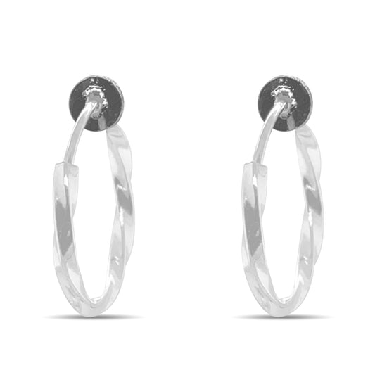 Silver Twisted Spring Clip On Hoop Earrings