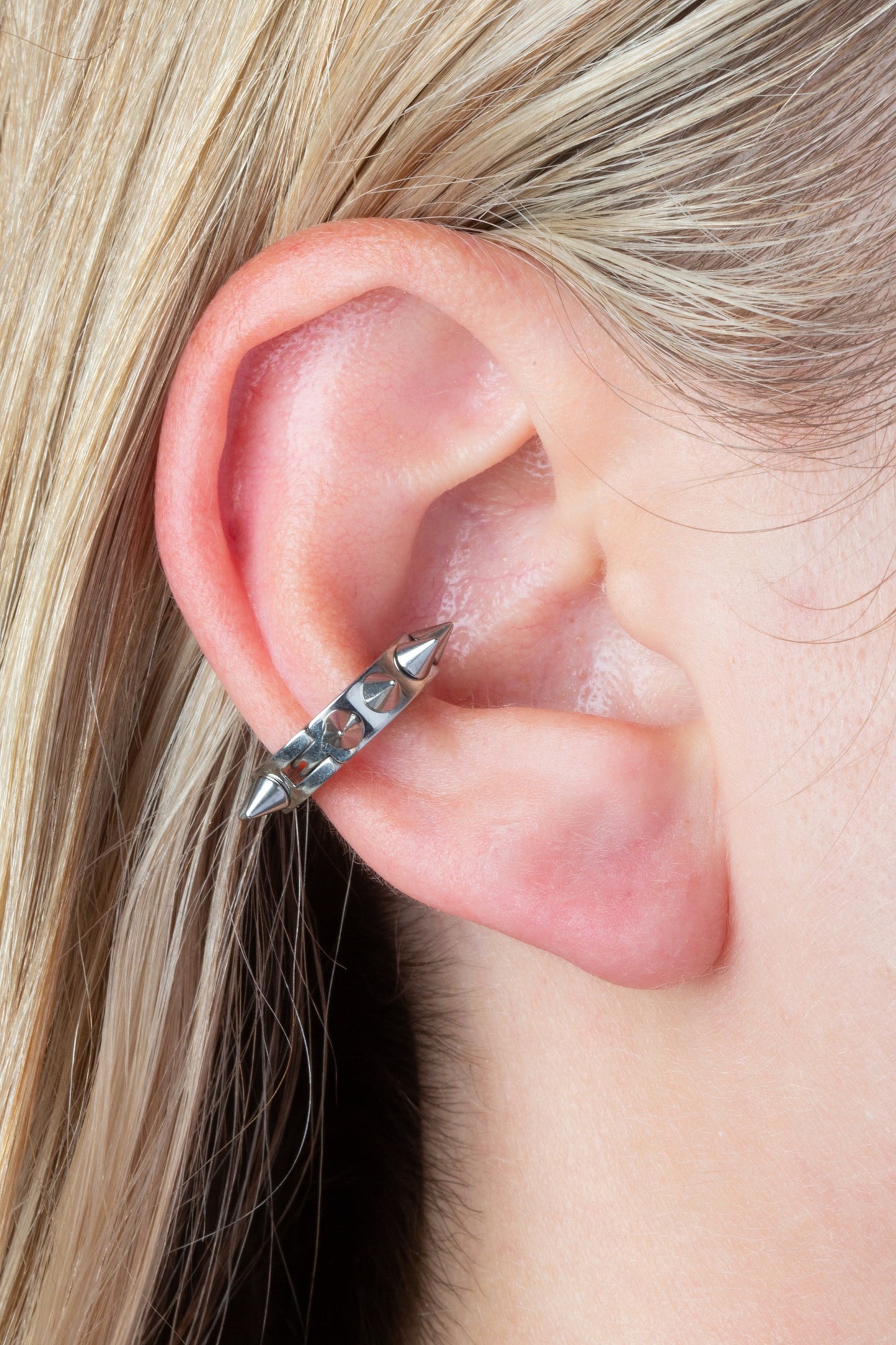 Spike Lined Clip On Non-Piercing Huggie Hoop Earrings