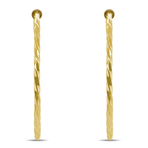 Gold Twisted Spring Clip On Hoop Earrings