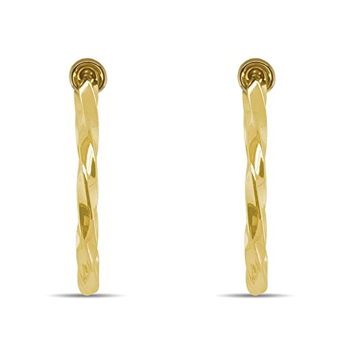 Gold Twisted Spring Clip On Hoop Earrings