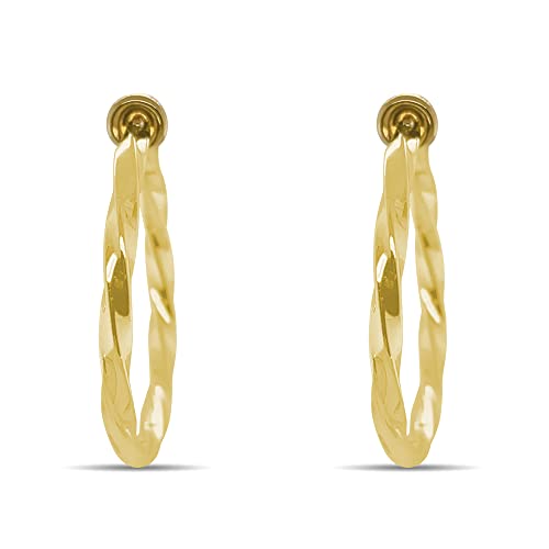 Gold Twisted Spring Clip On Hoop Earrings