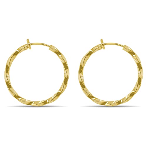 Gold Twisted Spring Clip On Hoop Earrings