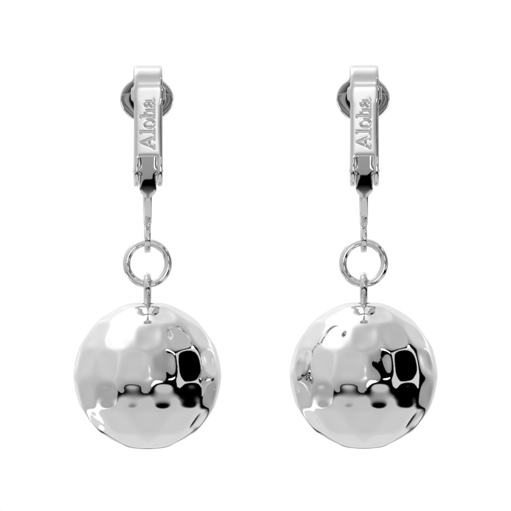 Silver Disco Balls Clip On Dangling Earrings