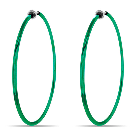 Green Spring Clip On Hoop Earrings