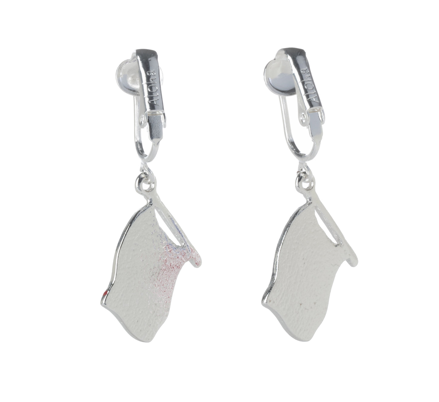 Silver American Flag Clip On Dangling Earrings