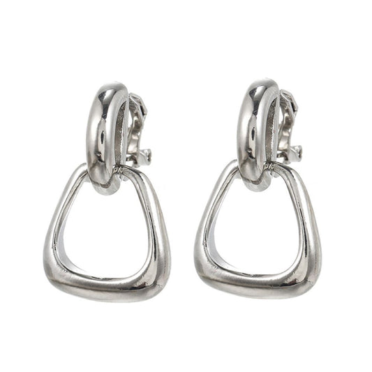 Silver Mini Door Knocker Style Clip On Dangling Earrings