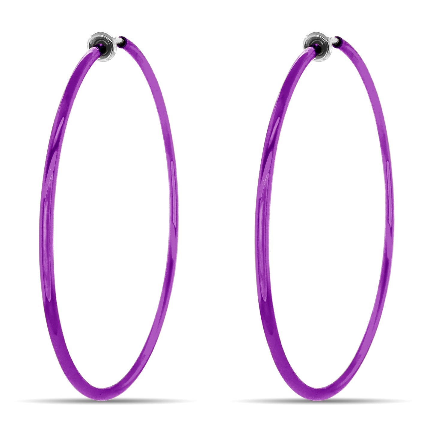 Purple Spring Clip On Hoop Earrings