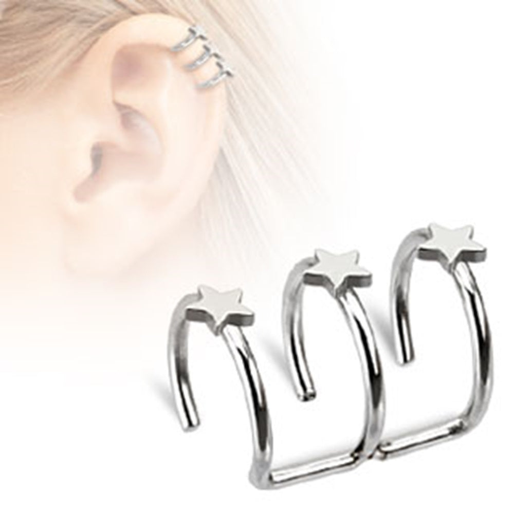 Star Triple Hoop Non-Piercing Cuff