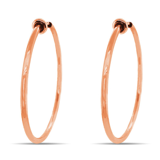 Rose Gold Spring Clip On Hoop Earrings