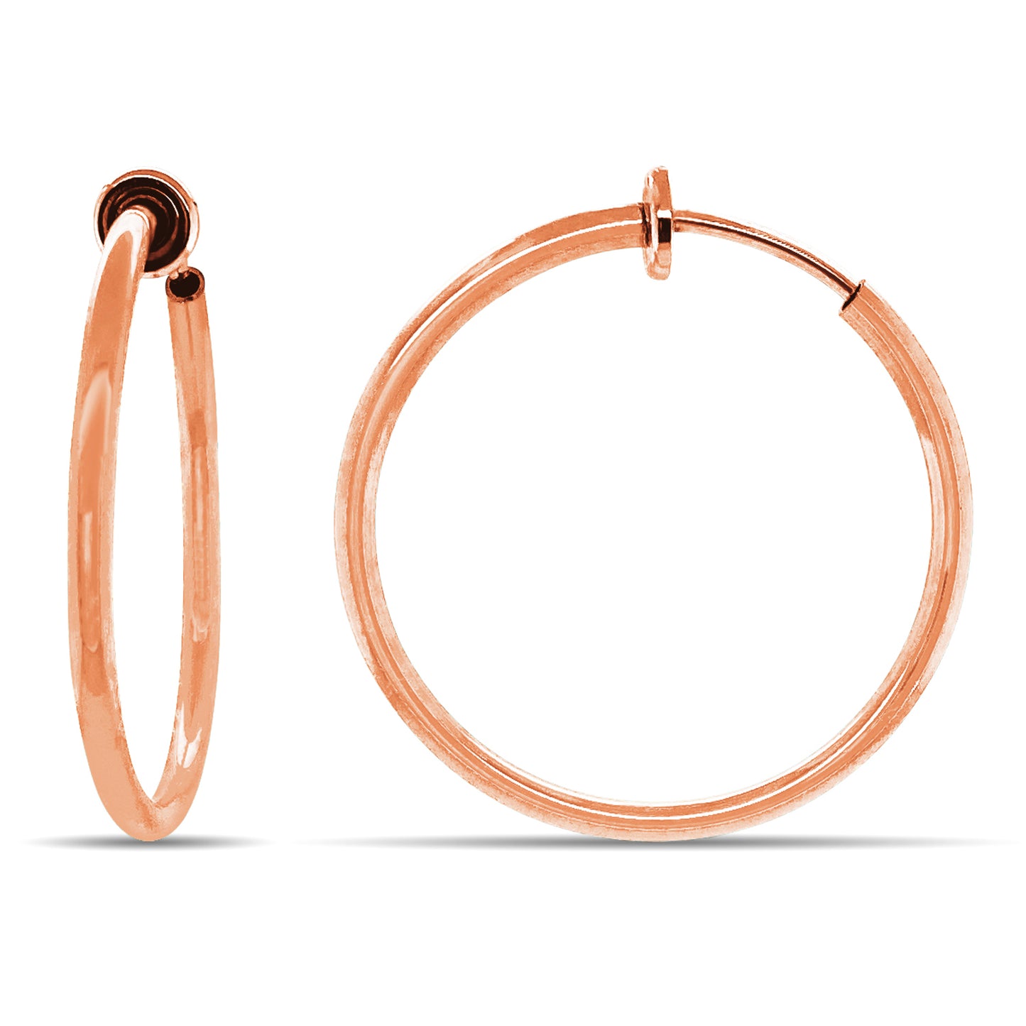 Rose Gold Spring Clip On Hoop Earrings