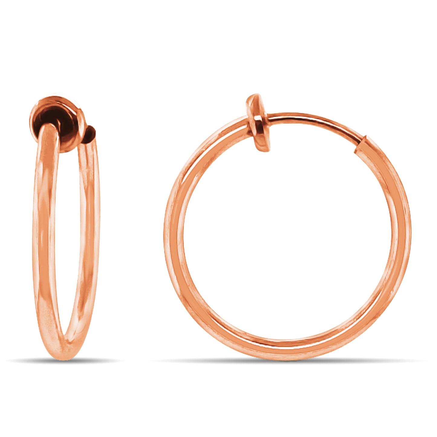 Rose Gold Spring Clip On Hoop Earrings