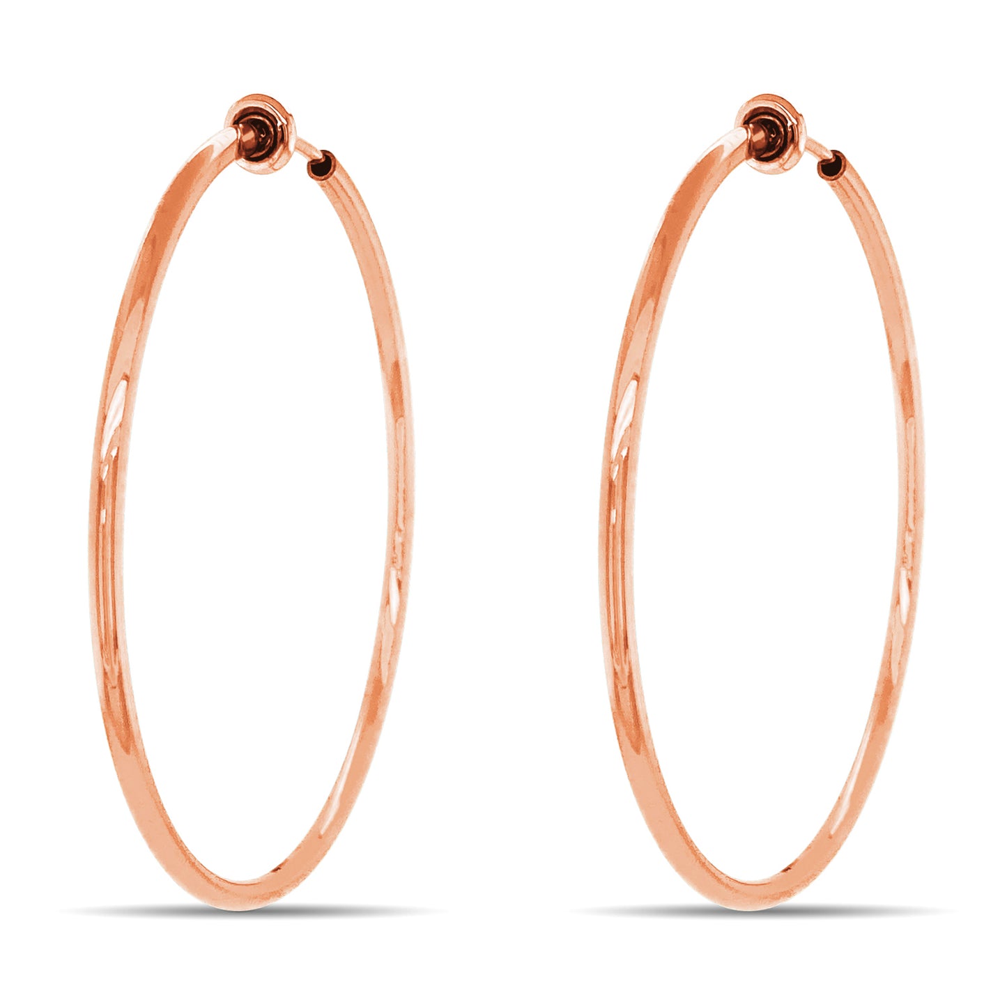 Rose Gold Spring Clip On Hoop Earrings