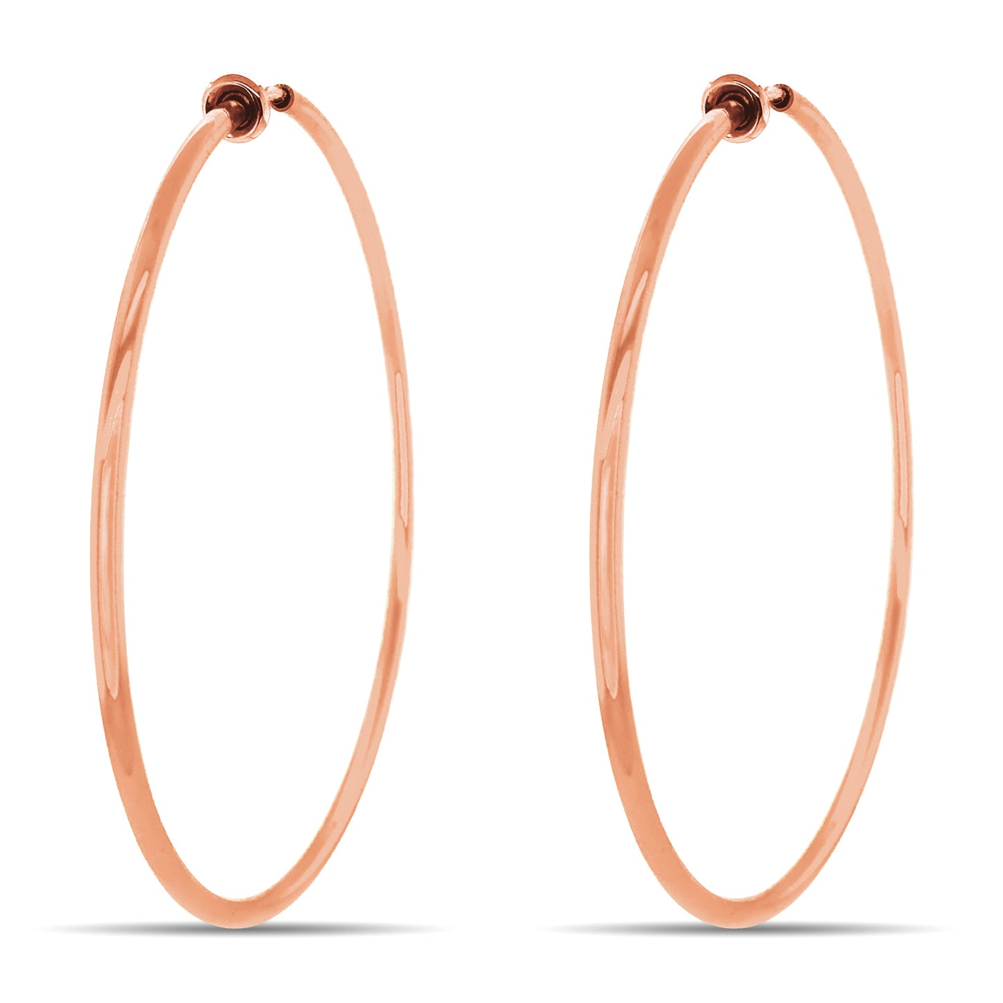 Rose Gold Spring Clip On Hoop Earrings