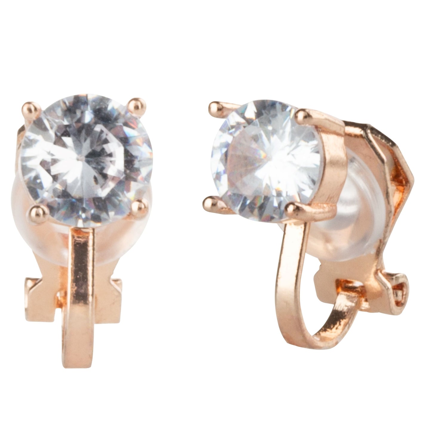 Prong Set CZ Crystal Clip On Stud Earrings