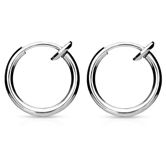 Mini Clip On Spring Hoop Earrings for Non-Pierced Ears