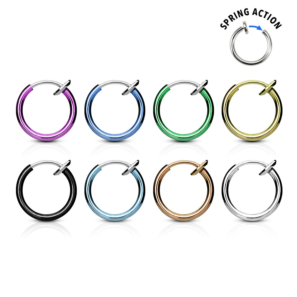 Mini Clip On Spring Hoop Earrings for Non-Pierced Ears