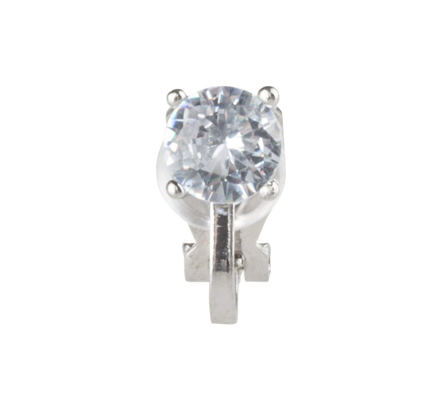 Prong Set CZ Crystal Clip On Stud Earrings