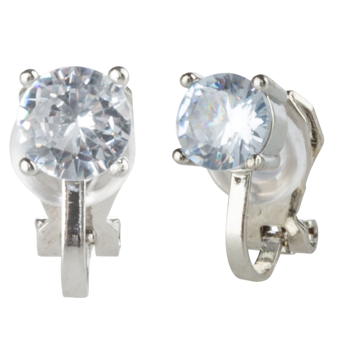 Prong Set CZ Crystal Clip On Stud Earrings