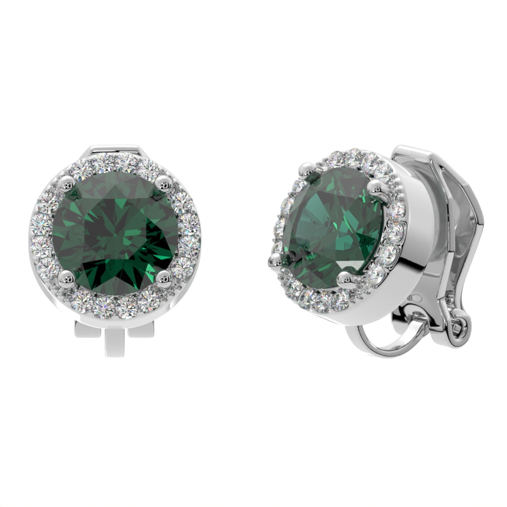 Round Halo Crystal Clip On Stud Earrings