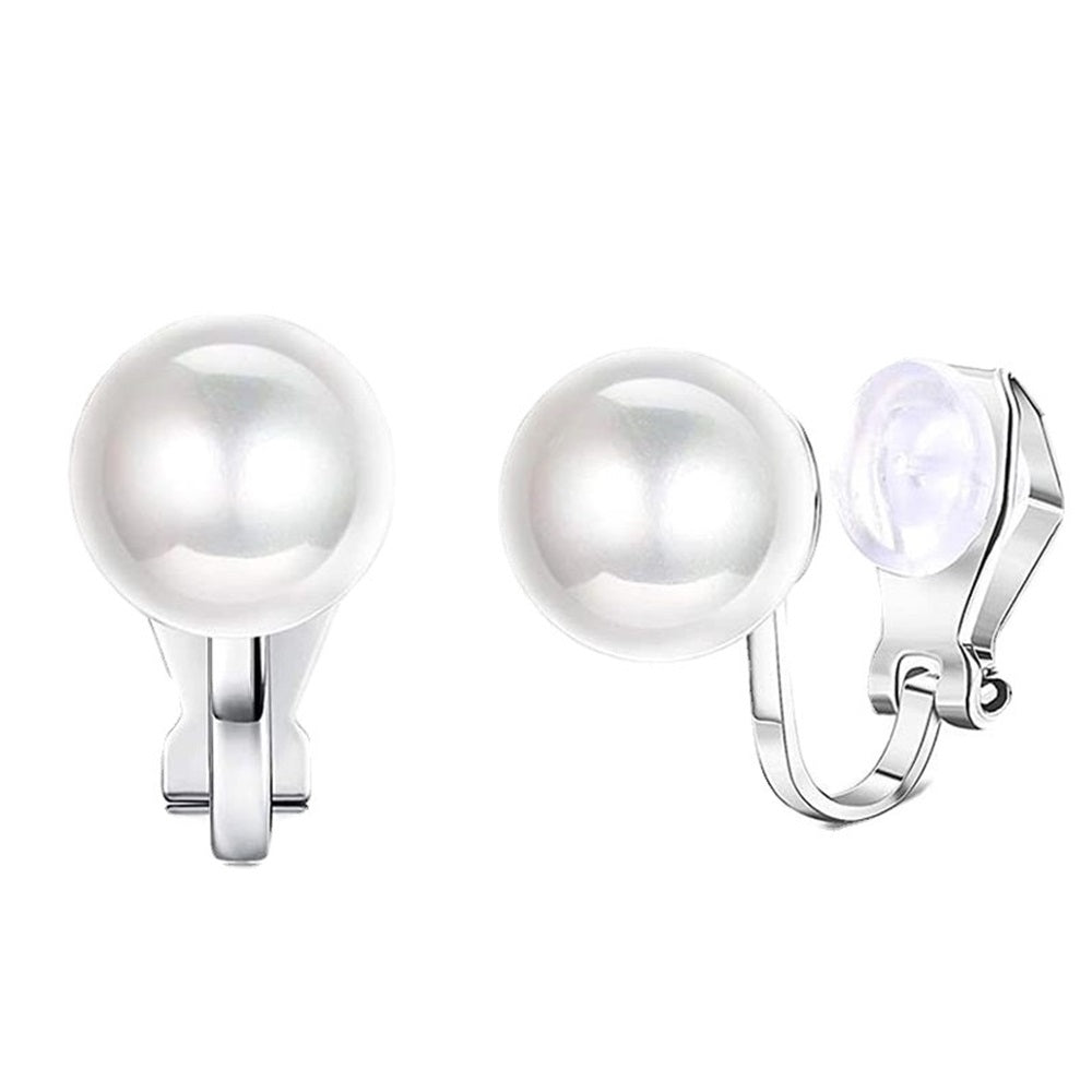 Simulated Freshwater Pearl Clip On Stud Earrings