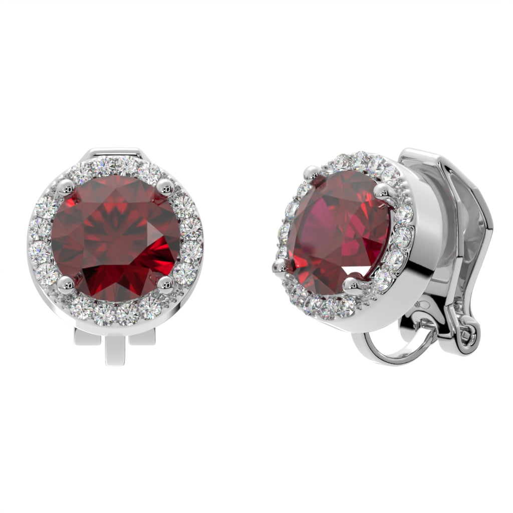 Round Halo Crystal Clip On Stud Earrings