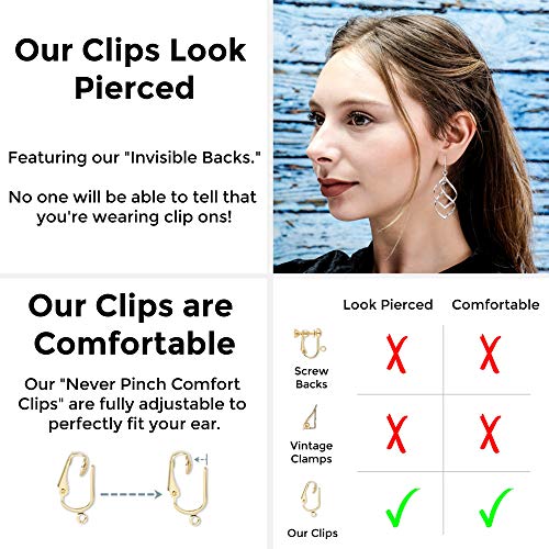 Gold Twist Clip On Dangling Earrings