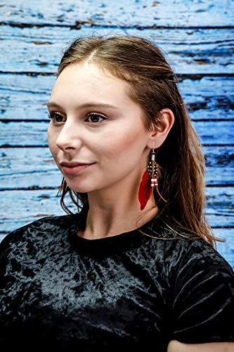 Bohemian Long Feather Clip On Dangling Earrings